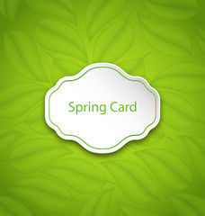 Spring Card on Eco Pattern with Green Leaves