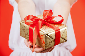 Woman holding a gift