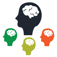Human head with brain icon