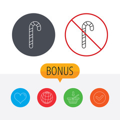 Candy cane icon. Sweet sugar lollipop sign.