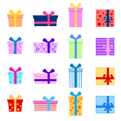 Colorful christmas / birthday gifts collection vector illustration.