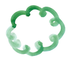 Frame green wavy line fuchsia painted with gouache