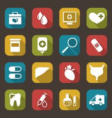 Collection Trendy Flat Medical Icons