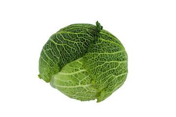 Fresh savoy cabbage isolated over white background.