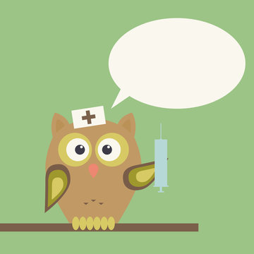 Owl-doctor with syringe