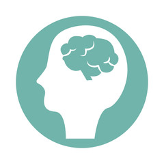 Human head with brain icon