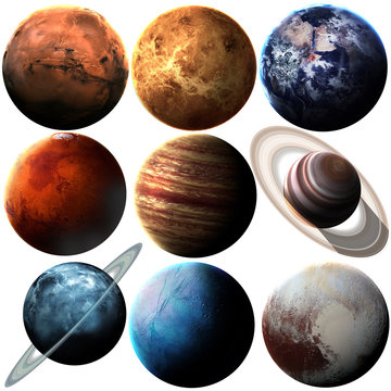 Hight quality isolated solar system planets. Elements of this image furnished by NASA