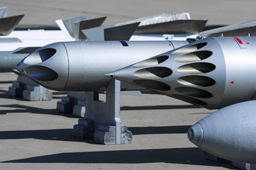 Missiles, bombs, rocket launcher and other guided and unguided armament of fighter jet, modern...
