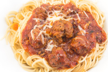 Spaghetti with meatballs in tomato sauce