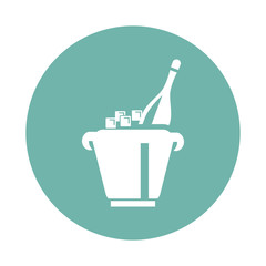 A bottle of champagne in bucket with ice icon
