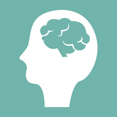 Human head with brain icon