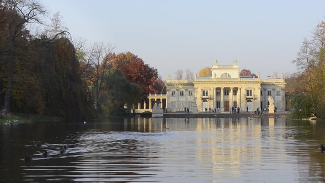 Royal Palace on the Water in the Lazienki Park (Royal Baths) in Warsaw, Poland,