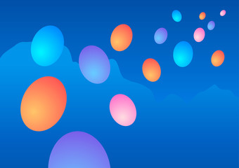 Balloons on a background of sky and clouds.