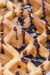 Waffles with Chocolate Sauce (macro shot)