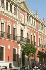Fototapeta na wymiar Building windows in city of Sevilla, Andalucia, Southern Spain