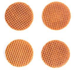 Waffles filled with honey (isolated on white)