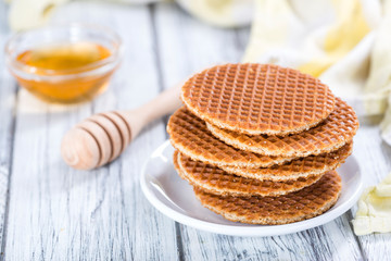 Crispy Waffles filled with honey
