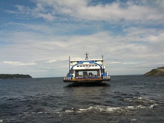 Blue ferry in Canada