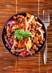 Bean salad with peppers and onion