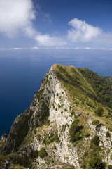 Fototapeta na wymiar Elevated view of Capri, an Italian island off the Sorrentine Peninsula on the south side of Gulf of Naples, in the region of Campania, Province of Naples, Italy, Europe