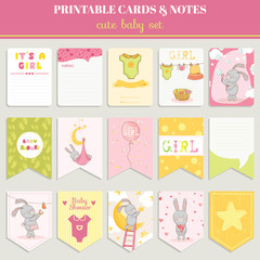 Baby Girl Card Set - for birthday, baby shower, party, design