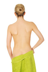 Young beautiful nude woman after bath or spa.