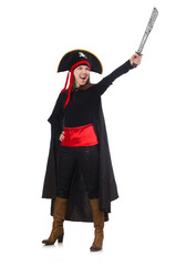 Woman pirate isolated on white