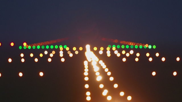 Landing lights runway airport