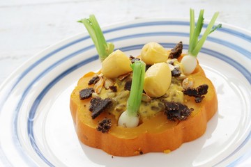 plated munchkin pumpkin meal