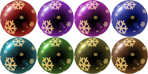 christmas balls with snowflake in variety colors