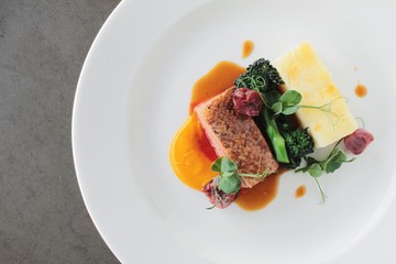 plated duck breast meal dinner