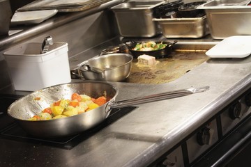 cooking in kitchen