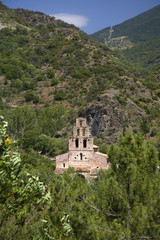 Fototapeta na wymiar Old stone church in the Pyrenees Mountains, Province of Huesca, Spain