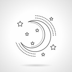 Moon and stars flat line vector icon
