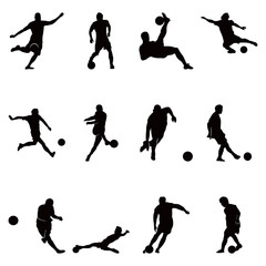 Soccer Football Player Vector Silhouette Set