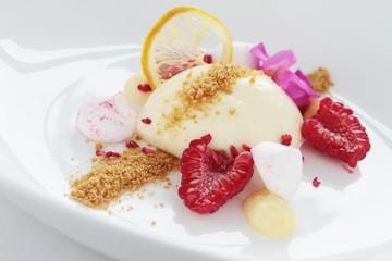 panna cotta fruit dessert