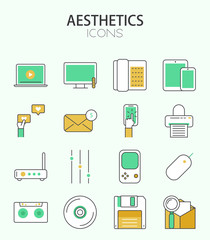 Vector modern thin line flat design of icons set.