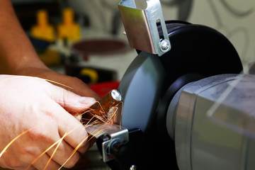 Working on the grinding machine