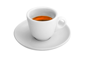 Cup of espresso coffee isolated on white plus clipping path