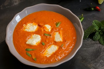 Paneer butter Masala and rice - Indian food