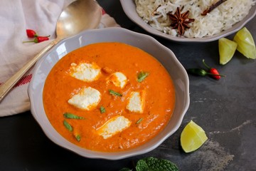 Paneer butter Masala and rice - Indian food