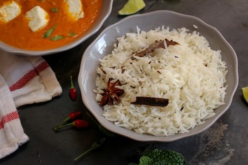 Paneer butter Masala and rice - Indian food