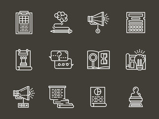 Simple white line accounting service vector icons