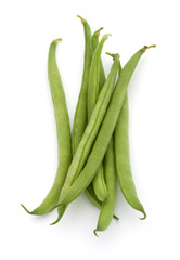 Green beans handful isolated on white background cutout