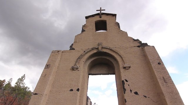 Ruins of a church in a Colorado ghost town named Morley