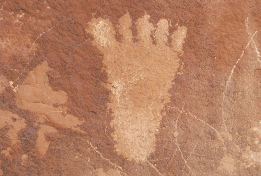 Petroglyph of a human foot from Atlati Rock, NV