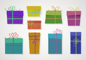 Vector set of colored gifts.