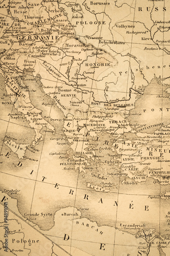 アンティークの世界地図 地中海沿岸 Stock Photo And Royalty Free