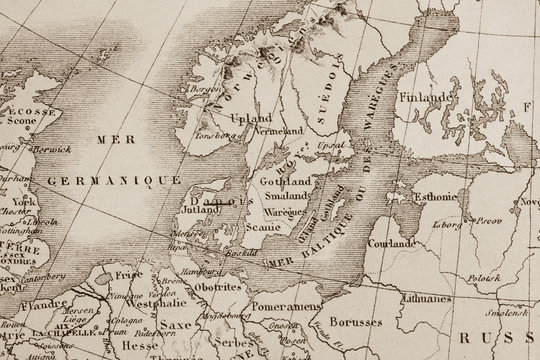 アンティークの世界地図　北欧