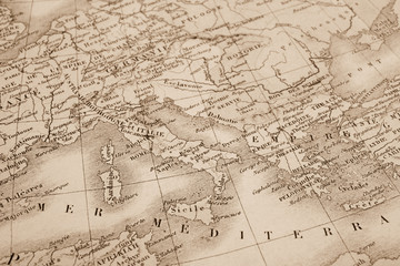 Fototapeta na wymiar アンティークの世界地図　地中海